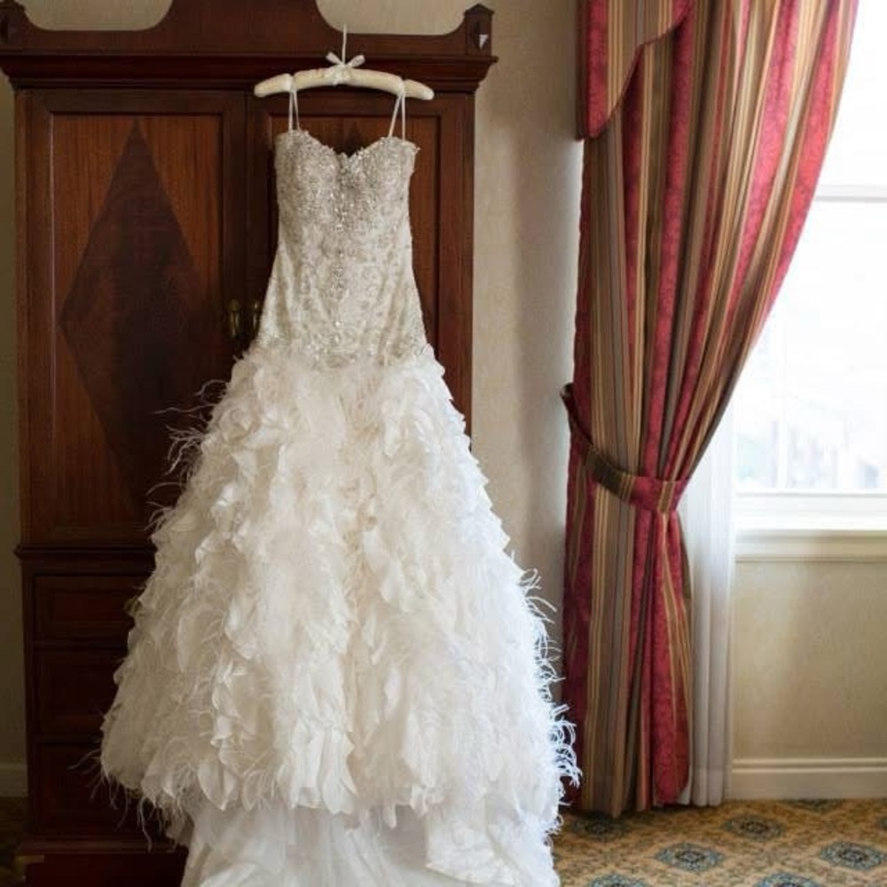 Silk, Swarovski Crystal and Ostrich Feather Wedding Dress